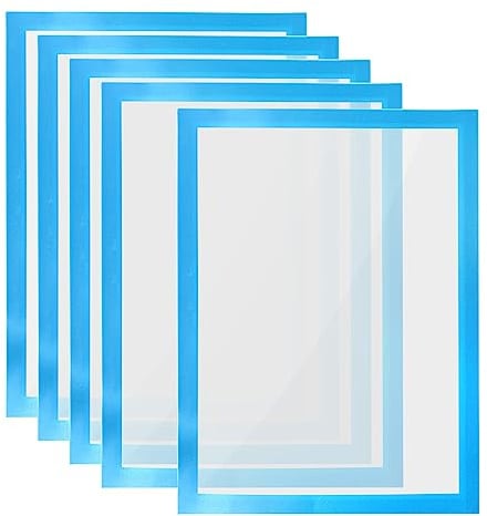 PATIKIL A4 Magnetic Sign Holder, 5Pcs A4 Magnetic Display Frame Self Adhesive Reusable Picture Photo Frame Double Sided for Refrigerator White Board Window Wall,Blue