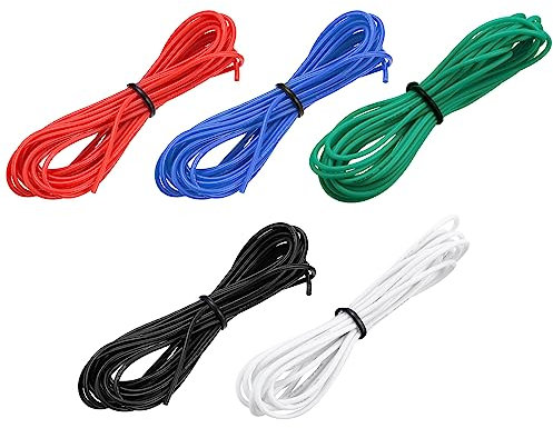 sourcing map 26 Gauge Silicone Wire 26AWG Electrical Wire Stranded Wire Flexible Tinned Copper Wire High Temp Hookup Wire 5 Color 1.5m/4.92ft for Car Model Electric Appliances 5pcs