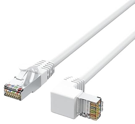 YSJJZRL Câble Ethernet RJ45 Cat6 Blanc Haut/Bas/Gauche/Droite Câble Internet RJ45 Cat 6 à 90 degrés (1.5M,en Haut)