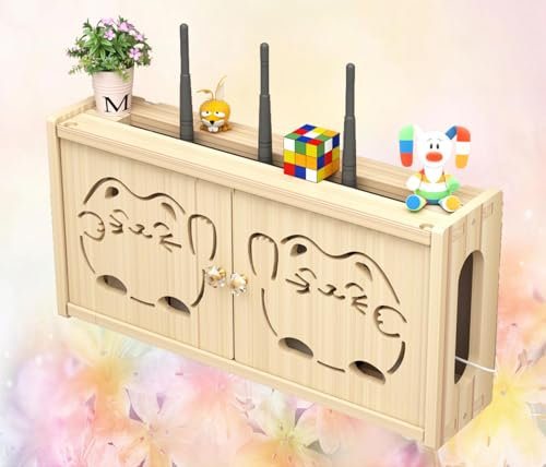 Cajas para Router Rack Caja Esconde WiFi Caja Esconder Cables y Router Cajas de Enchufes Pared Superficie,B-48x24cm