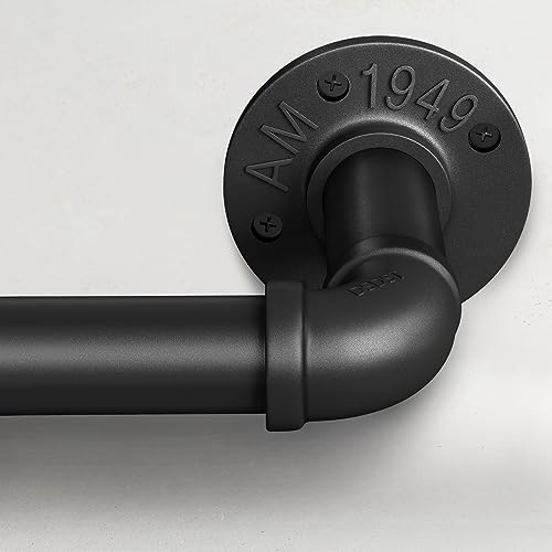 Tringle à rideaux extensible - Noir - Montage au plafond - Barre à rideaux industrielle - 76 à 365 cm - Noir