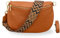 BRISE Bauchtasche Damen Echtleder AFIA Gold Handgemachte Umhängetasche Crossbody Bag mit Ledergurt + Optionalen Breiten Gemusterten Riemen 3 Fächer Hüfttasche Made in Italy (Cognac Braun-Gold 4)