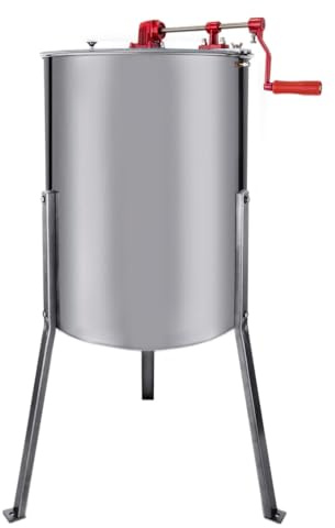 Manual Honey Extractor Separator 4 Frames Stainless Steel Barrel Drum Beehives Honeycomb Spinner Crank Tool With 3 Leg Stand Beekeeping Extractor Equipment FREE Soft Brush Tool