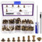 Swpeet 152 pièces m5x5mm, 6mm, 8mm, 10mm, 12mm bronze vis rivets en cuir avec poinçon et tournevis rond tête plate goujons à double tête pour bricolage cuir artisanat