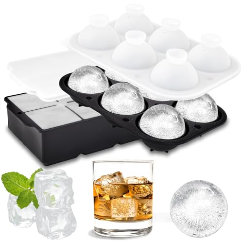Czwander Cubiteras Para Hielo: 6 Cuadrados + 6 Redondas, Moldes de Silicona Con Tapa, Bandeja de Cubitos Grande Sin BPA