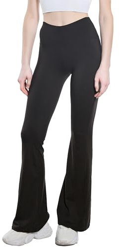 TMK Pantalones Avellanados Leggins de Campana Ancha Multipack 1/3/6/12pcs Perfecto para Yoga Ejercicio Cómodo Ligero Primavera Verano Cód. 4694, Negro , Large-X-Large