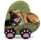 TULLUN Personalisierte Memorial Herzform Foto Namenstafel für Haustier Katze Hund Schiefer Naturstein Rahmen Pfote Grab Marker mit Pfote Display Ständer - Full Print - V2 Größe | 10 x 10 cm |