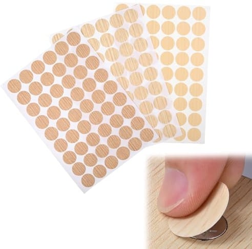 Autocollants pour Trous de Vis 3 Feuilles de 21 mm, Cache-Trous de Vis Adhésifs À Texture de Bois Chêne Clair pour Dissimuler les Trous de Vis Inesthétiques, 3PCS, Cache Trou