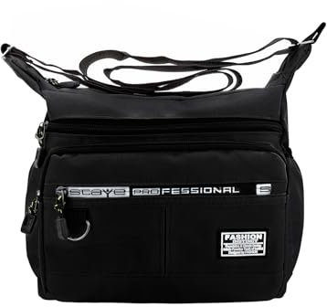 FuninCrea Laptop Messenger Bag Men's Shoulder Bags, 5 Zipped Pockets Mens Crossbody Bag Vintage Satchel Bag Large Capacity Laptop Briefcase Satchel with Adjustable Shoulder Strap (Black)