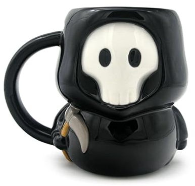 Puckator Tazza in Ceramica a Forma di Nera Mietitrice - Skull Boy - Mug da Colazione Grande Sagomata
