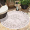 Outdoor Teppich Wetterfest 160 cm Rund - Creme-Beige - Wendeteppich, Beidseitiges Ornamenten Muster - Balkonteppich Wasserfest Outdoor - Terrassenteppich