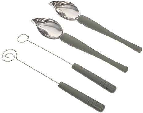 Alipis 4pcs Plate Tool Baking Supplies Fondue Forks DIY Decorating Tool Chocolate Fork Picks Kitchen Saucier Painting Spoon Stainless Steel Decorating Spoon Sauce Painting Spoon