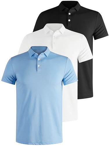 Teesmen Polo T Shirt for Men Comfortable Breathable Golf Short Sleeve Polo Shirt Lightweight Set 3 XXXX-Large