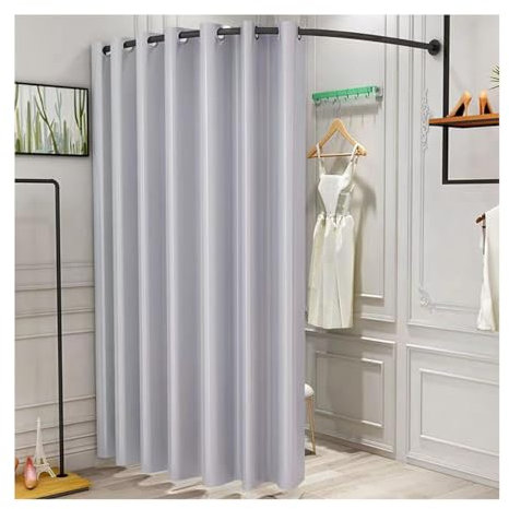 WPYGHLJN Umkleidekabine Freistehend, Wandmontage Tragbarer Umkleidekabine, Vorhang Umkleide mit C-Förmige Stange für BekleidungsgeschäFt Privatsphäre Beim Umziehen, Grau