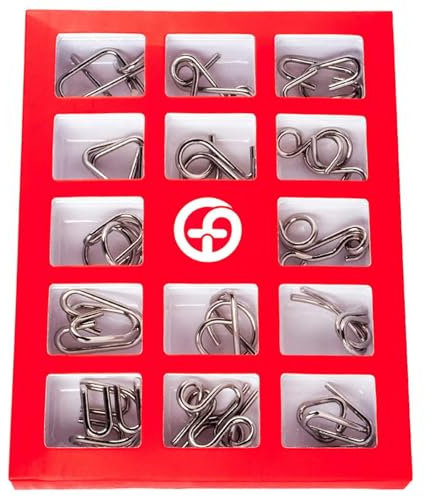 Xrten Metallpuzzle Geduldspiel,Metal Puzzle Spiel,15 Stück Knobelspiele Metall um Den Ring zu Entsperren Logikspiele Rätsel Mini Magic Trick Spielzeug Eignung Kinder und Erwachsene Herausforderung