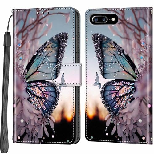 Salanheo Wallet Case for iPhone 7 Plus / 8 Plus, Leather Case with Kickstand and Card Holder Flip Wallet Phone Cover