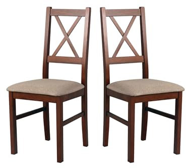 LeafDesign Esszimmerstühle Holz - Esszimmerstuhl 120 kg - Stuhl Buche Massiv - Stühle Esszimmer 2er Set - Holzstuhl - Esstischstühle - Küchenstühle 2er Set - Nussbaum