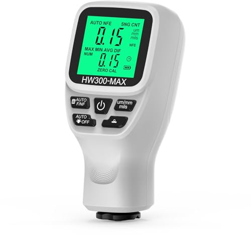 Metalldickenmessgerät, Lackdickenmessgerät mit Batterieladeanzeige und Automatischer Abschaltfunktion. Hochpräzises Lackdickenmessgerät für Autos (WHITE)