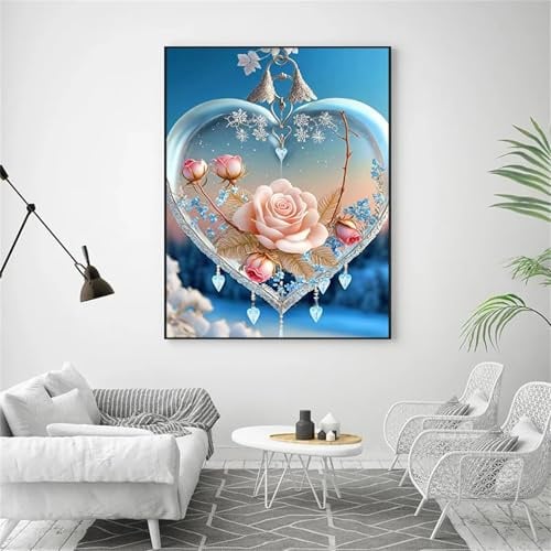 5D Campanella a vento rosa Diamond Painting Kit Completo,DIY Kit per Pittura Diamante per Adulti,Strass Punto Croce Ricamo Painting con Numeri per Camera Letto Parete Decora Square Drill 36x48inch