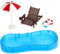 SKISUNO 1satz Miniatur-Pool Puppenhäuser Schwimmring Strandliege Und Mehr Für Kreative Miniatur-Dekorationen Perfektes Zubehör Für Sammler