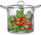 Zjyufy Pentola in vetro da 5,5 litri con coperchio, pentola in vetro resistente al calore con doppi manici in acciaio inox, pentole universali in vetros per pasta, zuppa, latte (5.5 L)