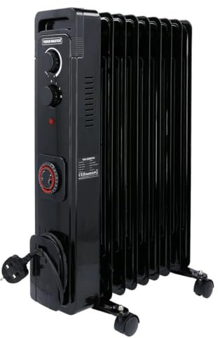 Oil Filled Radiator 9 Fins 2000W, Portable Electric Heater on Wheels with 3 Heat Settings 24H Timer Overheat Protection Tip-Over Protection & Adjustable Thermostat TOUGH MASTER