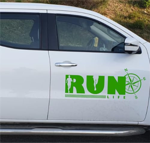 DualColorStampe® Autocollants de ramassage 4X4 OFF ROAD RUN LIFE Rose des vents (2 PCS) Hors route accessoires stickers decal auto tuning 0418 (LIME 64)