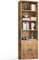 Coleshome Bücherregal mit 6 Ebenen, Regal mit Türen und Schrank, Standregal zur Aufbewahrung und Präsentation für Wohnzimmer, Büro, Schlafzimmer, Braun, 48 x 24 x 176.4