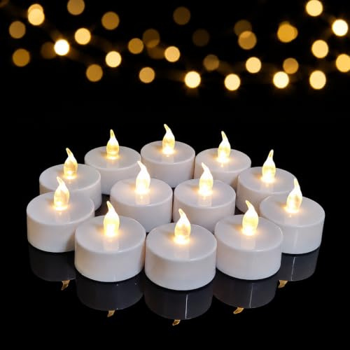 Anzhen LED Teelichter,24Stück Flammenlose batterie kerzen realistische flackernde Teelichter,Extra lange Batterie 200+ Stunden für Hochzeit, Festival, Parteien, Hauptdekorationen