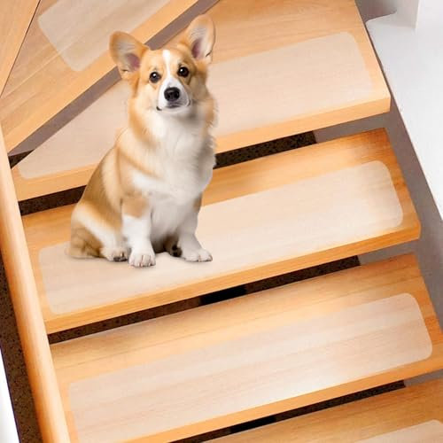 Azyvum 18 Pezzi Strisce Antiscivolo per Scale, Antiscivolo Tappeto Moquette in Scala Legno, Set di Tappetini Antiscivolo per Pavimento, Tappetino Protezione Antiscivolo,15 x 60 cm