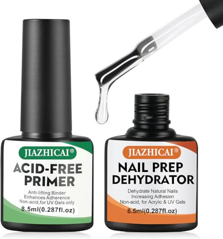 BUTBU Nail Dehydrator and Primer Set, 2PCS 8ml Nail Primer and Nail Prep Dehydrate, Professional Natural Nail Bond primer, Acid Free Superior Bonding Primers for Gel Nail Polish, Acrylic Powder