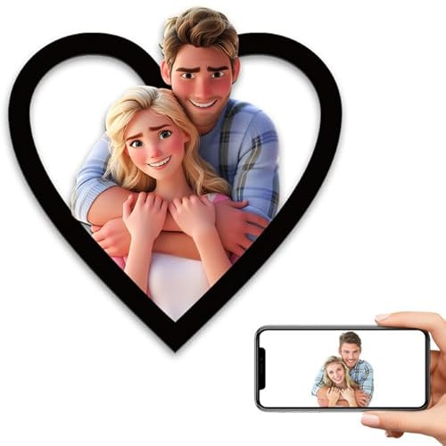 LCMAIT Personalisierte 3D Cartoon Portrait Fotorahmen, Benutzerdefinierte Familie Portrait Fotorahmen Geschenk, Holz Bilderrahmen für Wandbehang oder Desktop Kunst Dekor