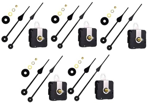 Fangxuee 5pcs High Torque I Shaft Hands Quartz DIY Wall Clock Movement Mechanism Hands Kit Jumping Seconds DIY Clock Replacement