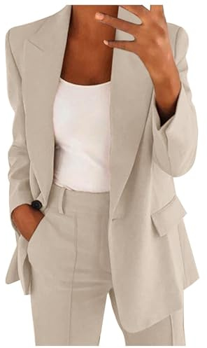 QIUhhpuy Tailleurs Femme Ensemble Pantalon 2 PièCes Col Revers Chic Et Elegant Couleur Unie Blazer Veste Formel Bureau Travail Pantalon Costumes Slim Fit Manteau Ensemble Veste Manteau