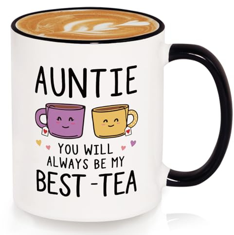 GoMelley Auntie Gifts, Best Auntie Birthday Gifts, Best-Tea Mug | Gift for Aunties, Aunties Christmas, Mothers Day Gift from Nephew, 325ML