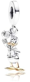 Lkwidi Damen Donald Duck Lab-grown Diamond Dangle Charm Anhänger für Armband 925 Sterling Silber Geburtsstein Charms Beads passend für Armband