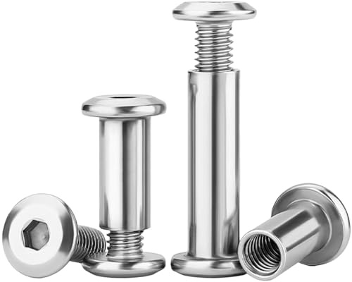 Humyu 10 Stück Hülsenschrauben M6 x 25mm, Verbindungsschrauben Edelstahl A2 V2A Möbelschrauben M6, Hülsenmutter M6 für Möbeln, Schränken, Holzbret (10 x Möbelschrauben, 10 x Hülsenmutter)