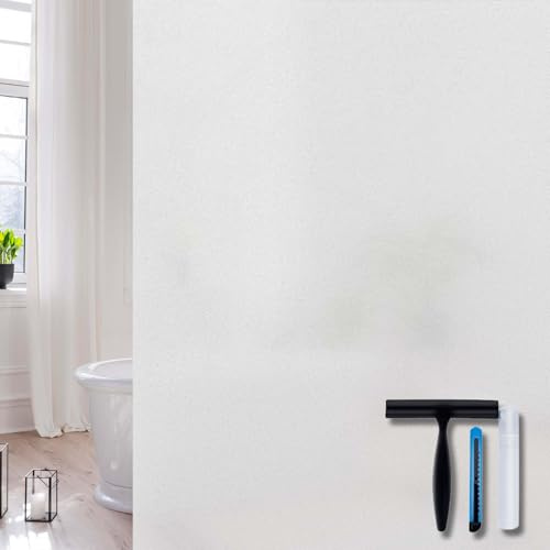 Volcanics Fensterfolie Blickdicht 30x200cm mit Montagewerkzeug, Milchglasfolie Selbsthaftend Statisch Ohne Klebstoff, Anti-UV Sichtschutzfolie für Zuhause Büro Badezimmer Küche