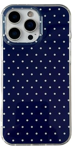 QLTYPRI for iPhone 13 Pro Case Cute Polka Dot Phone Case, Navy Blue | Polka Dot Aesthetic Phone Case for Girls Women, Raised Camera Protection, Durable TPU Slim Shockproof Protective Phone Cover
