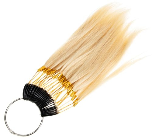 IWOWHERO Nuancier de Couleurs Cheveux Naturels Humains Lisses 30 Mèches Teignables Anneaux Inox pour Test Coloration Salon Coiffure Extensions Cheveux Véritables