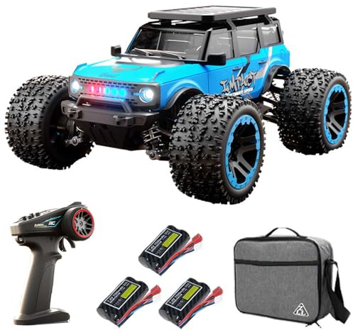 Teeggi 60km/h Ferngesteuertes Auto Für Erwachsene mit Tragetasche, 1/20 Race Buggy 4WD, Bürstenloser Motor RC Hohe Geschwindigkeit Offroad Drift Rennauto, 3 Batterien(Blau)