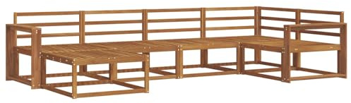 vidaXL Outdoor-Sofagarnitur 6 pcs Natur Massivholz Akazie, Modernes Outdoor-Sofa, Langlebiges Patio-Sofa, Lounge-Sitzgelegenheit für den Garten, Poolside Couch, Gartenmöbel, Modulares Set