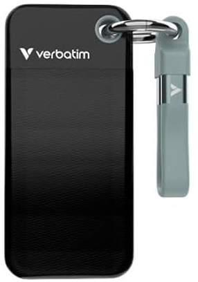 Verbatim Pocket SSD 128GB USB 3.2 Gen2 1000MB/s Schwarz Grau extern | Externe Festplatte bis 1000MB/s lesen & schreiben, USB-C Kabel und Schutzhülle für PC, Mac, iPad