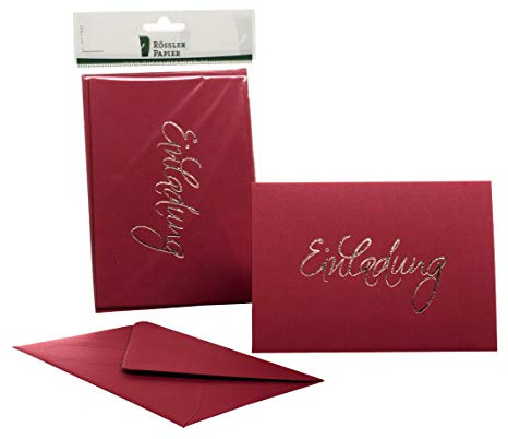 Rössler - Klappkarten Einladung DIN B6 Rosso, 5 Stück | Neutrale Einladungskarten DIN B6 für Geburtstag, Feiern und besondere Anlässe