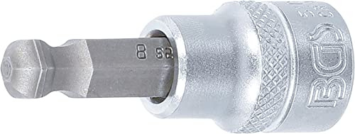 BGS 5115 | Bit-Einsatz | Innensechskant mit Kugelkopf 8 mm | Antrieb Innenvierkant 10 mm (3/8) | Länge 48 mm | Chrom-Vanadium-Stahl | verchromt, matt | mit Rändelung