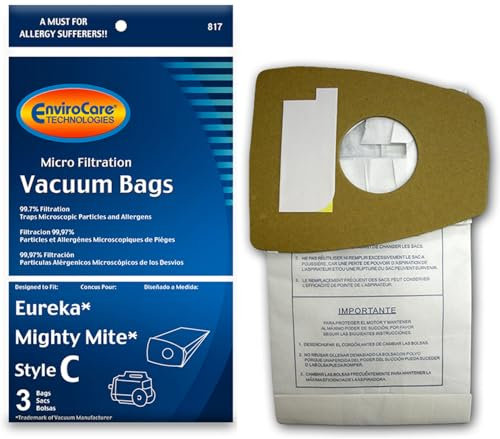 EnviroCare Lot de 3 sacs d'aspirateur de rechange avec micro-filtration pour boîtes Eureka Type C