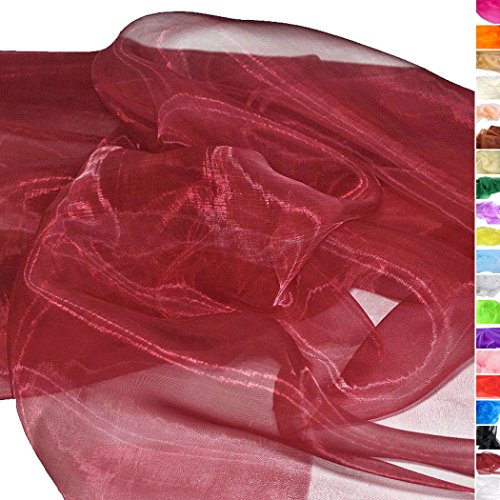 TOLKO 1m Organza Stoffe zum Nähen Meterware | Hauch Zart, Fein, Durchsichtig | zum Dekorieren Basteln 145cm breit | leichter Glanz Stoff für Gardine Vorhänge Tischdecken Deko Schals (Weinrot)