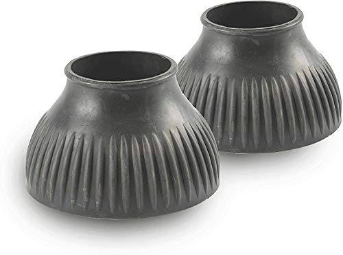 Shires Pull-On Ribbed Gum Rubber Bell Boots - Durable Overreach Hoof Protection for Horses #87689 Black/X-Large