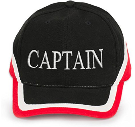 4sold 100% Baumwolle Ancient Mariner Captain Cabin Boy Crew First Mate Yachting Baseball Cap Inschrift Schriftzug Rot Schwarz Weiß, Captain, Einheitsgröße