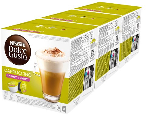 Nescafé Dolce Gusto Cappuccino light, Lot de 3, 3 x 16 Capsules (24 portions)